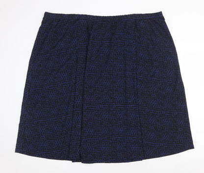 Bonmarché Womens Blue Geometric Polyester Swing Skirt Size 28