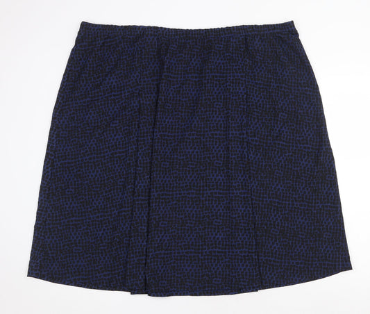 Bonmarché Womens Blue Geometric Polyester Swing Skirt Size 28