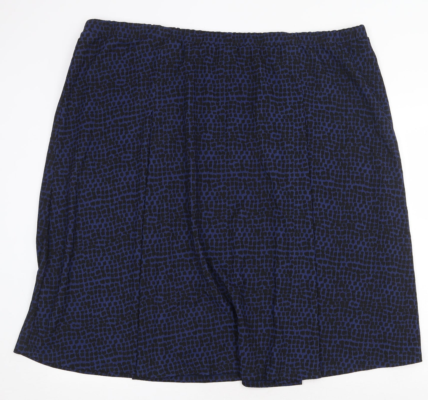 Bonmarché Womens Blue Geometric Polyester Swing Skirt Size 28