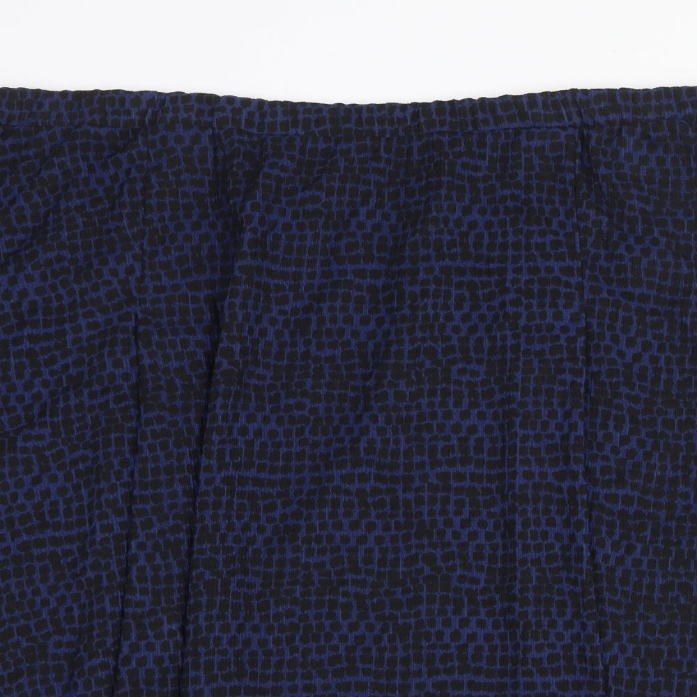 Bonmarché Womens Blue Geometric Polyester Swing Skirt Size 28