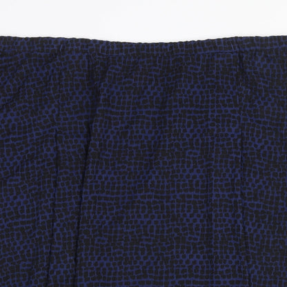 Bonmarché Womens Blue Geometric Polyester Swing Skirt Size 28