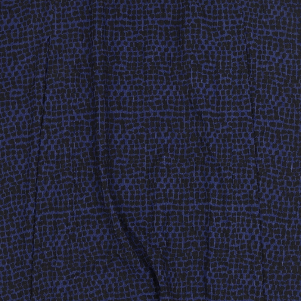 Bonmarché Womens Blue Geometric Polyester Swing Skirt Size 28