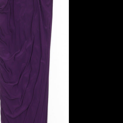 Blue Banana Womens Purple Polyester Sheath Size 14 One Shoulder Pullover