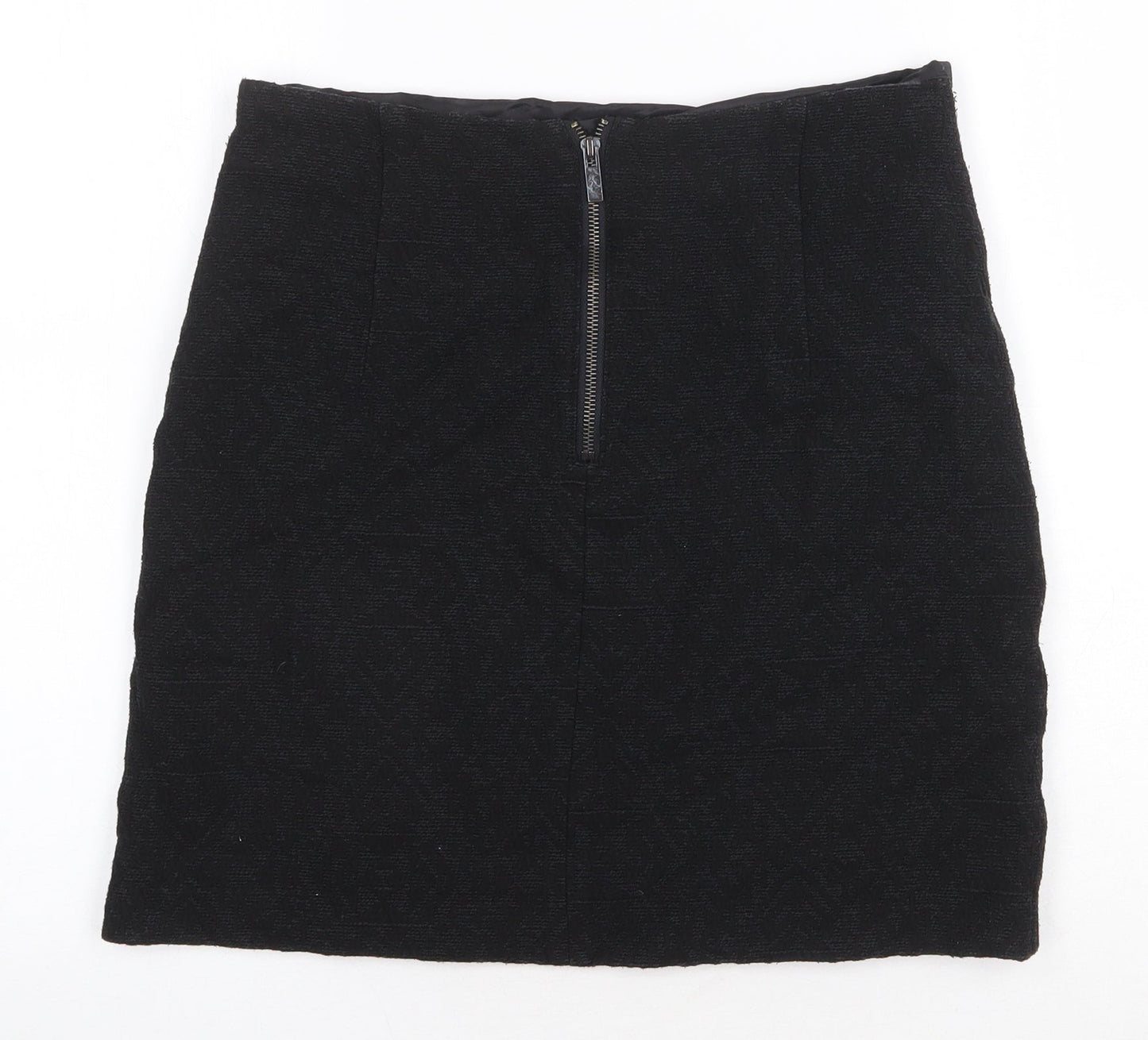 Marks and Spencer Womens Black Cotton Straight & Pencil Skirt Size 8 Zip