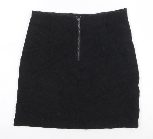 Marks and Spencer Womens Black Cotton Straight & Pencil Skirt Size 8 Zip