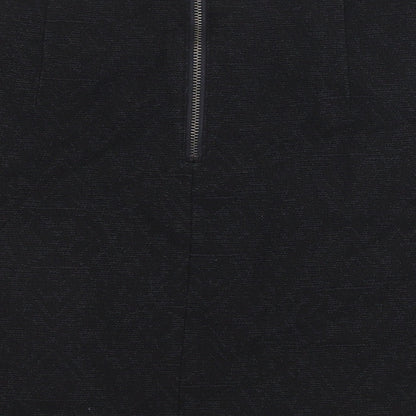 Marks and Spencer Womens Black Cotton Straight & Pencil Skirt Size 8 Zip