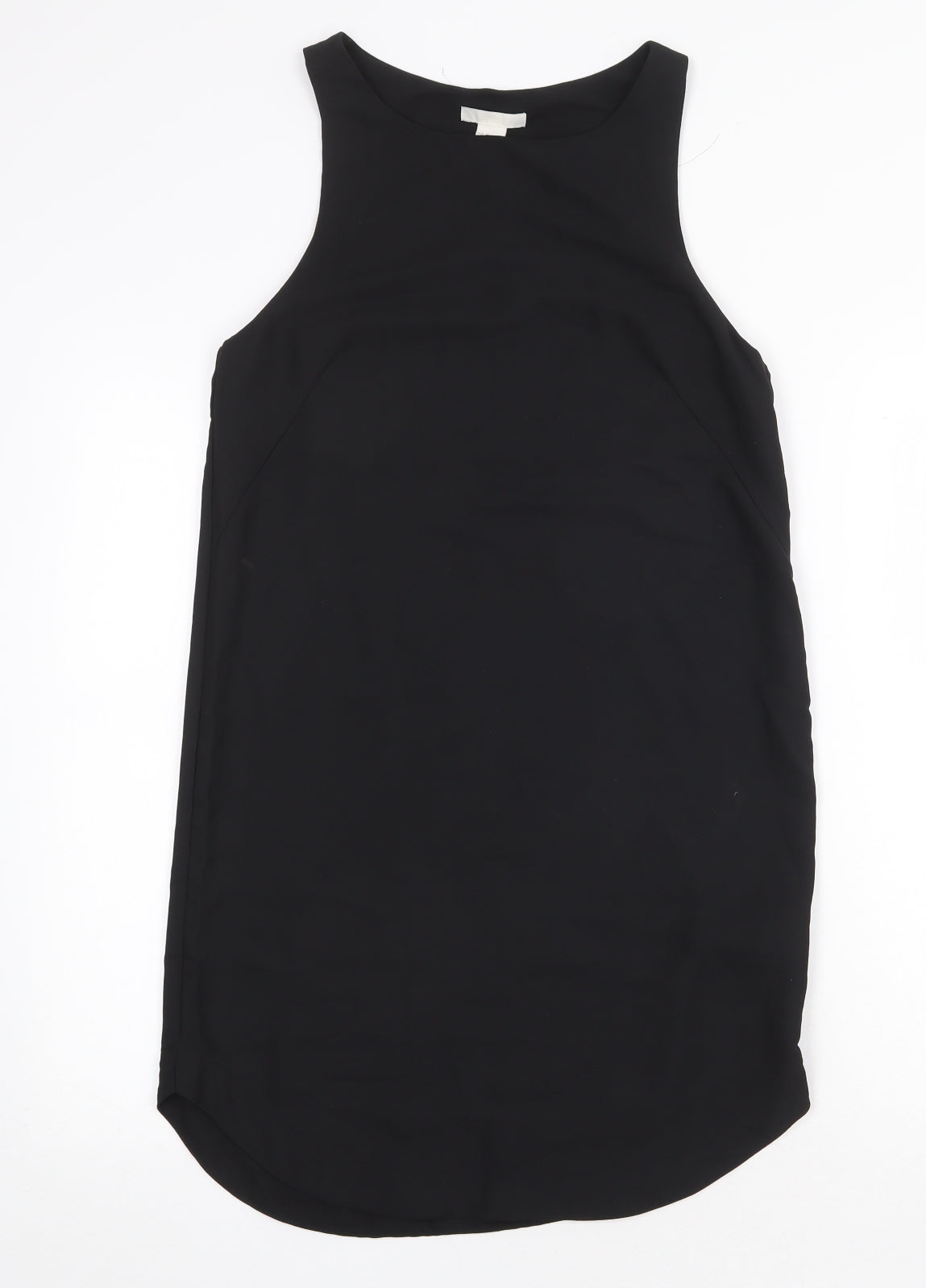 H&M Womens Black Polyester Tank Dress Size 6 Boat Neck Pullover
