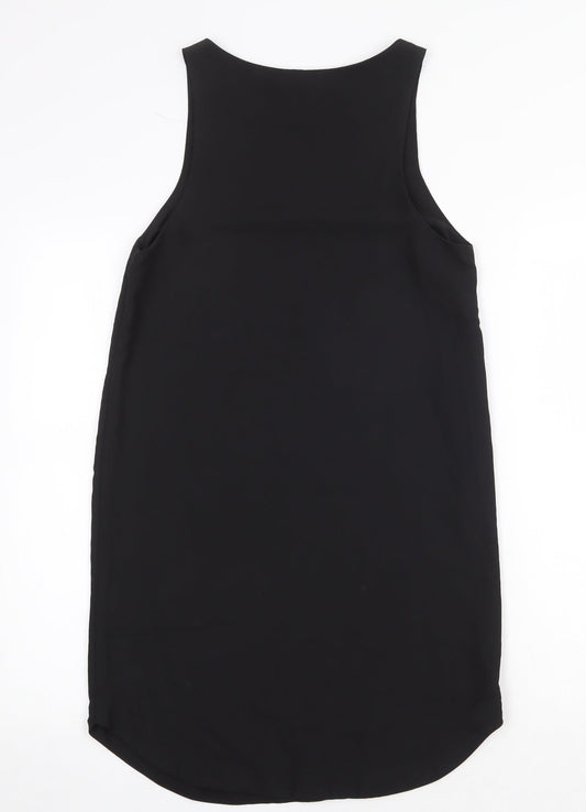 H&M Womens Black Polyester Tank Dress Size 6 Boat Neck Pullover