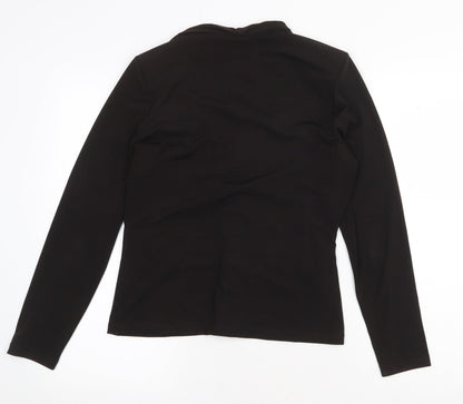 Oscar B Womens Black Polyester Basic Blouse Size 14 V-Neck