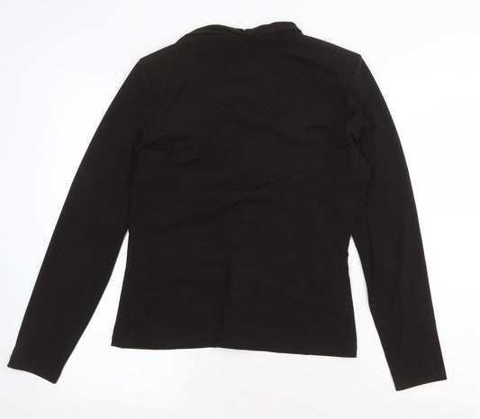 Oscar B Womens Black Polyester Basic Blouse Size 14 V-Neck