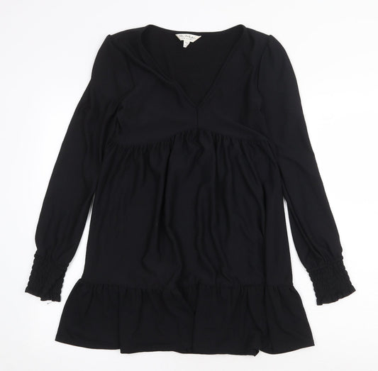 Miss Selfridge Womens Black Polyester Mini Size 10 V-Neck Pullover