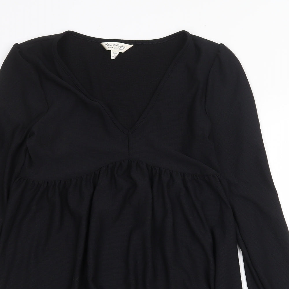 Miss Selfridge Womens Black Polyester Mini Size 10 V-Neck Pullover