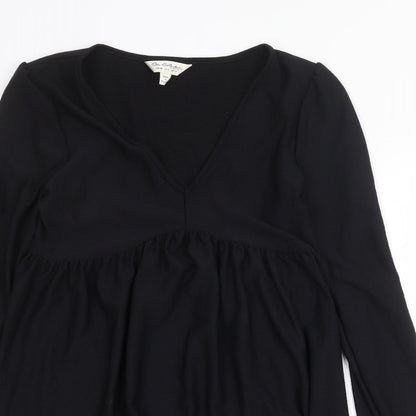 Miss Selfridge Womens Black Polyester Mini Size 10 V-Neck Pullover