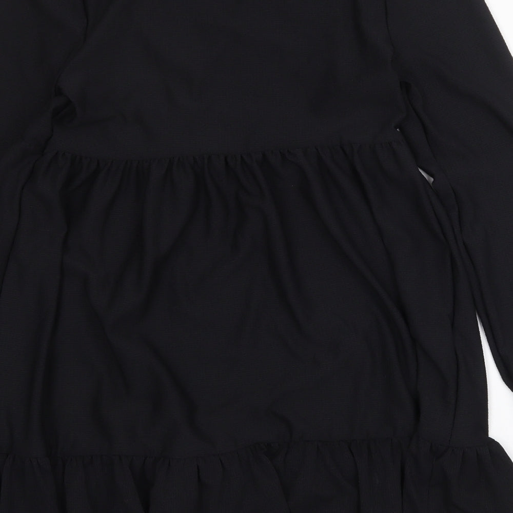 Miss Selfridge Womens Black Polyester Mini Size 10 V-Neck Pullover