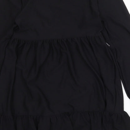 Miss Selfridge Womens Black Polyester Mini Size 10 V-Neck Pullover