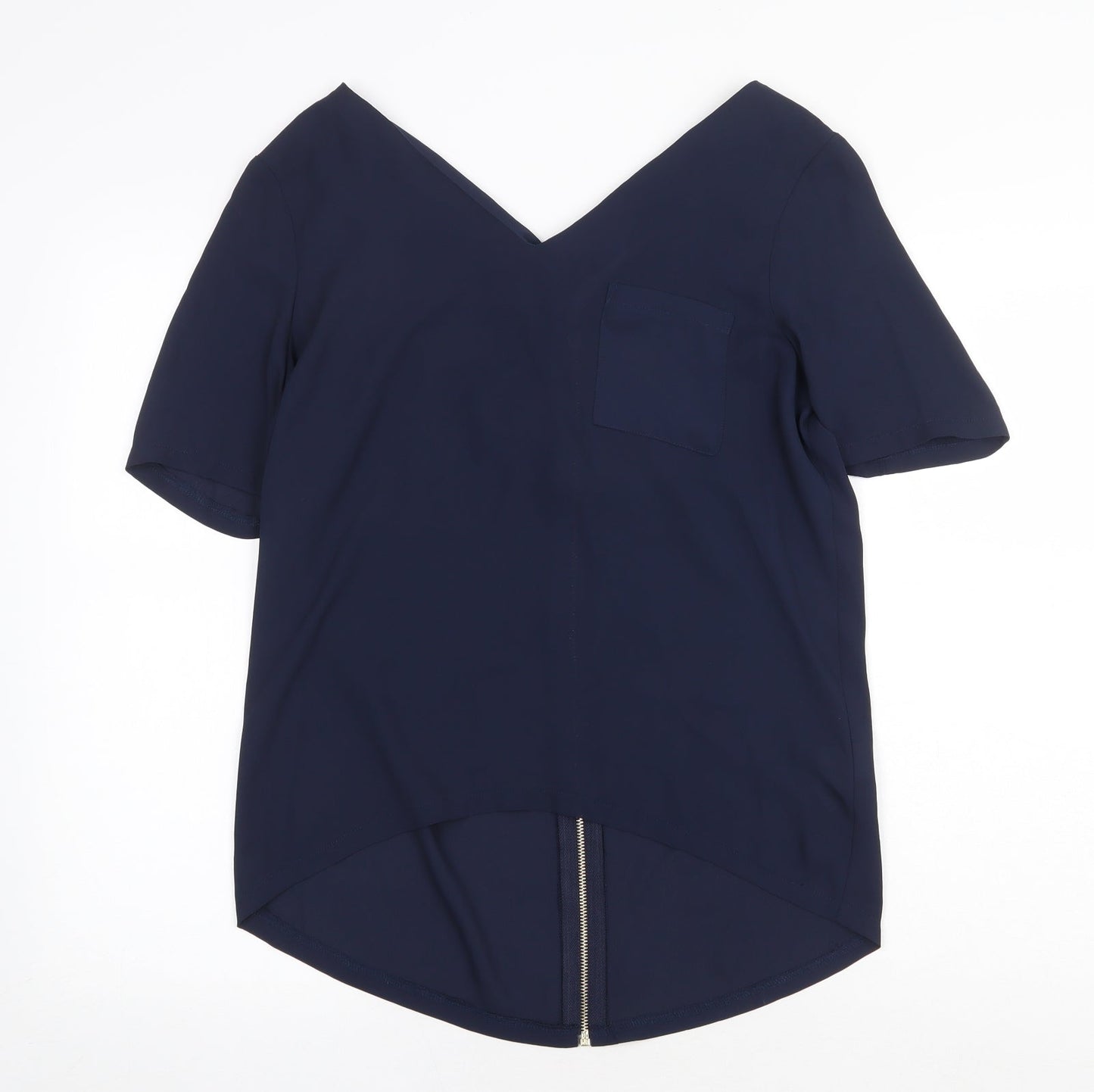 Atmosphere Womens Blue Polyester Basic Blouse Size 12 V-Neck