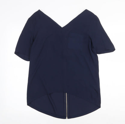 Atmosphere Womens Blue Polyester Basic Blouse Size 12 V-Neck
