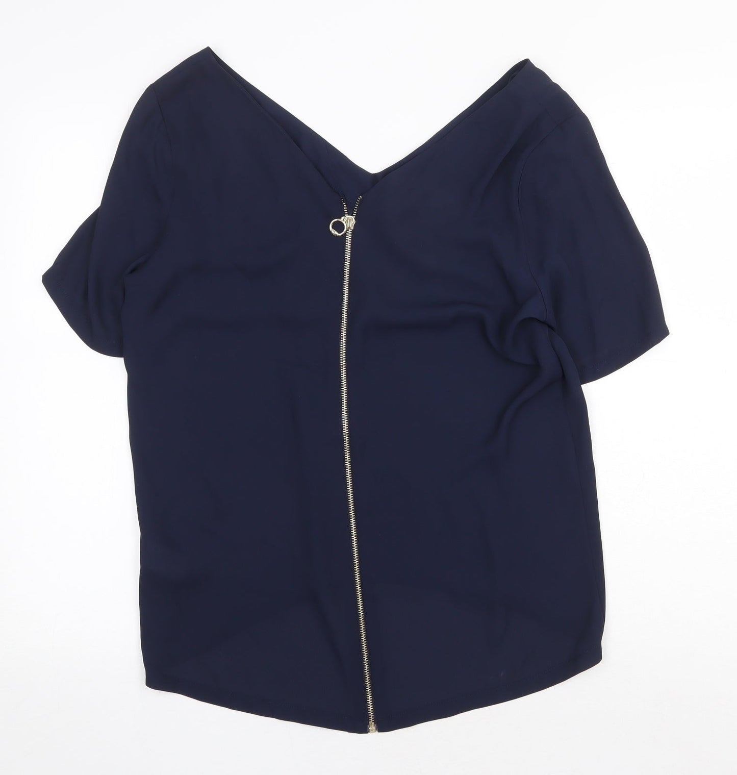 Atmosphere Womens Blue Polyester Basic Blouse Size 12 V-Neck