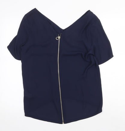 Atmosphere Womens Blue Polyester Basic Blouse Size 12 V-Neck