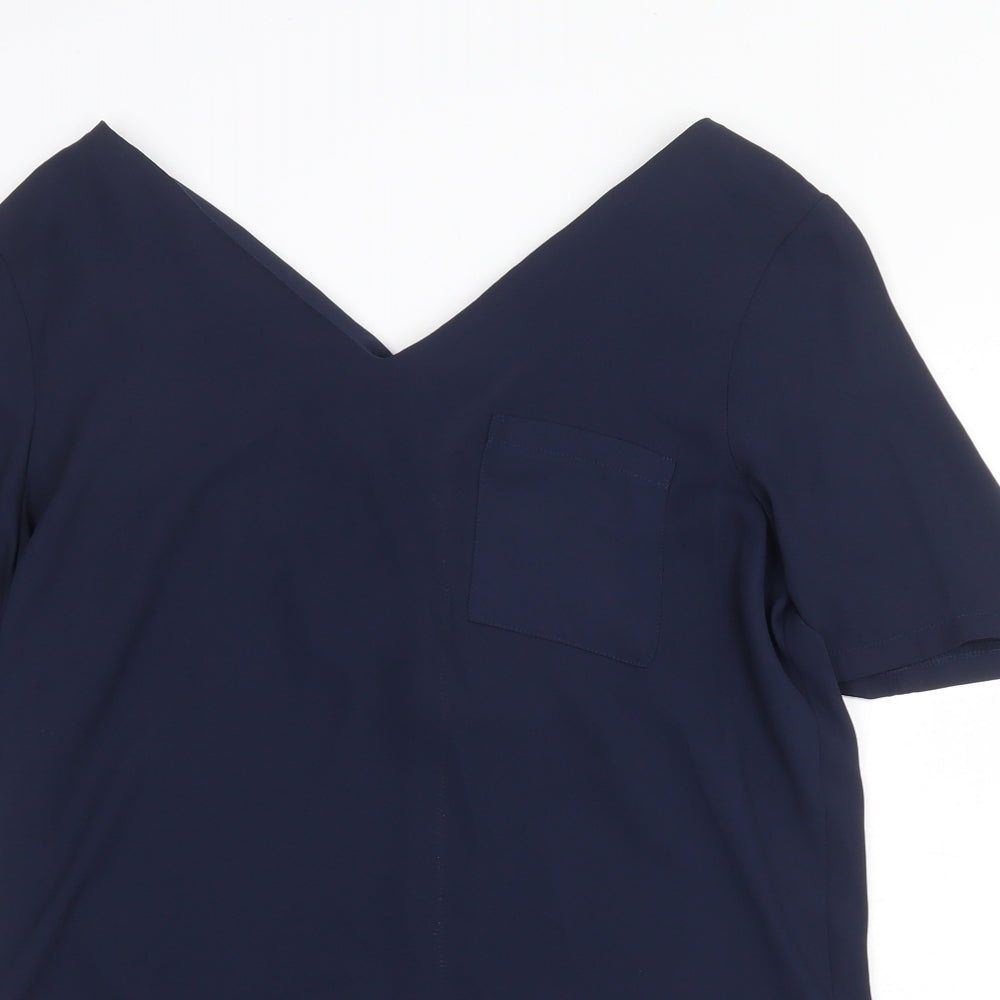 Atmosphere Womens Blue Polyester Basic Blouse Size 12 V-Neck