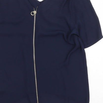 Atmosphere Womens Blue Polyester Basic Blouse Size 12 V-Neck