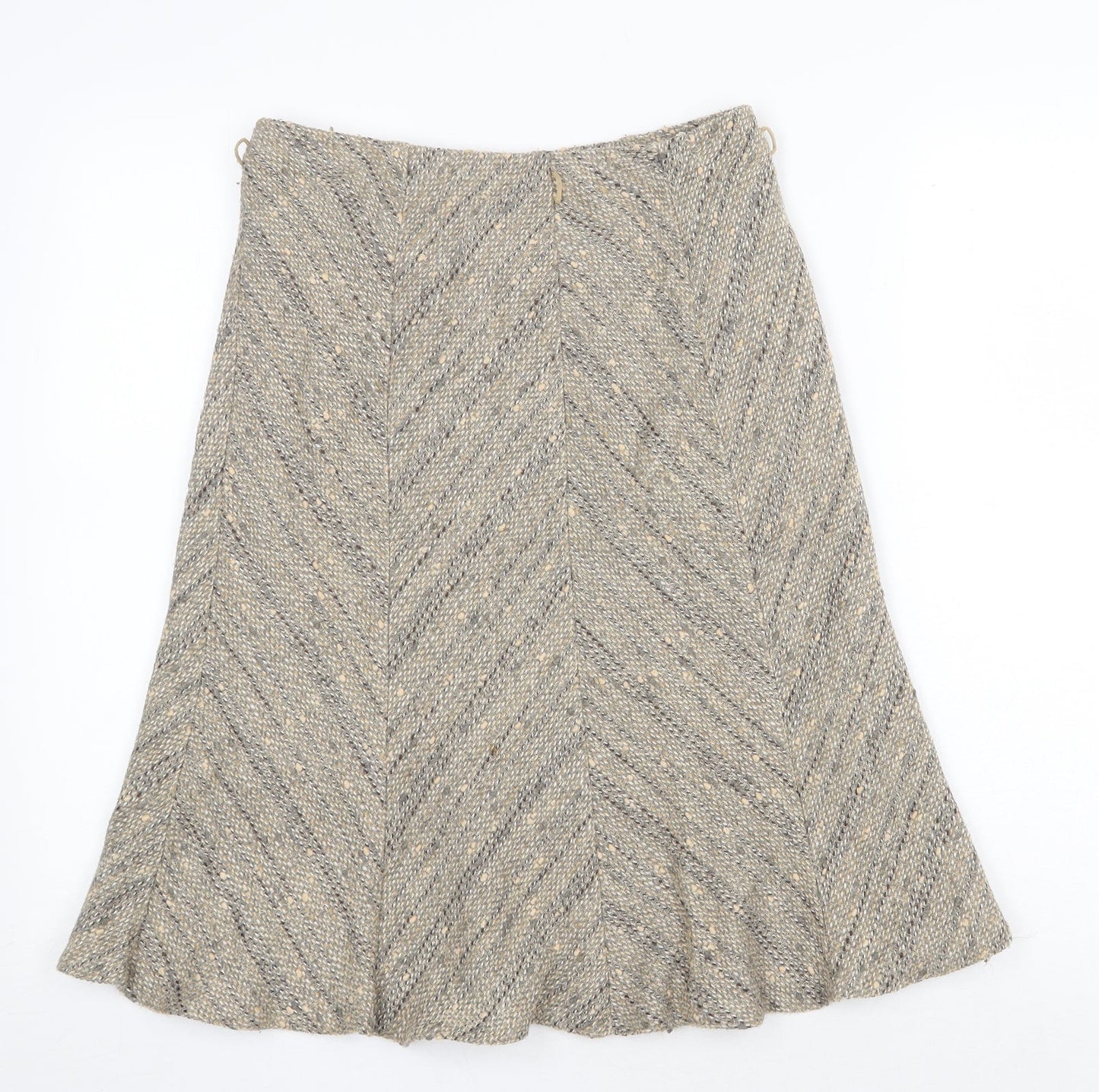 Marks and Spencer Womens Beige Geometric Polyester Swing Skirt Size 12 Zip