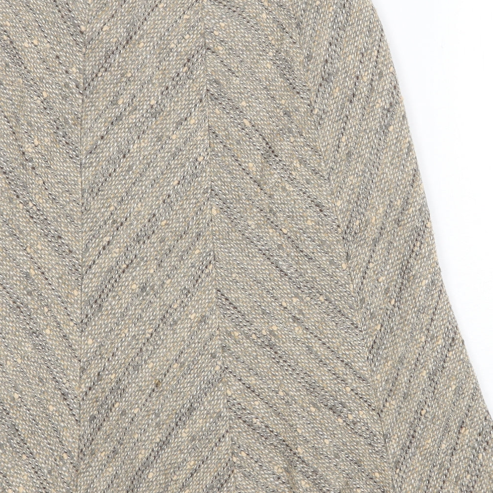 Marks and Spencer Womens Beige Geometric Polyester Swing Skirt Size 12 Zip