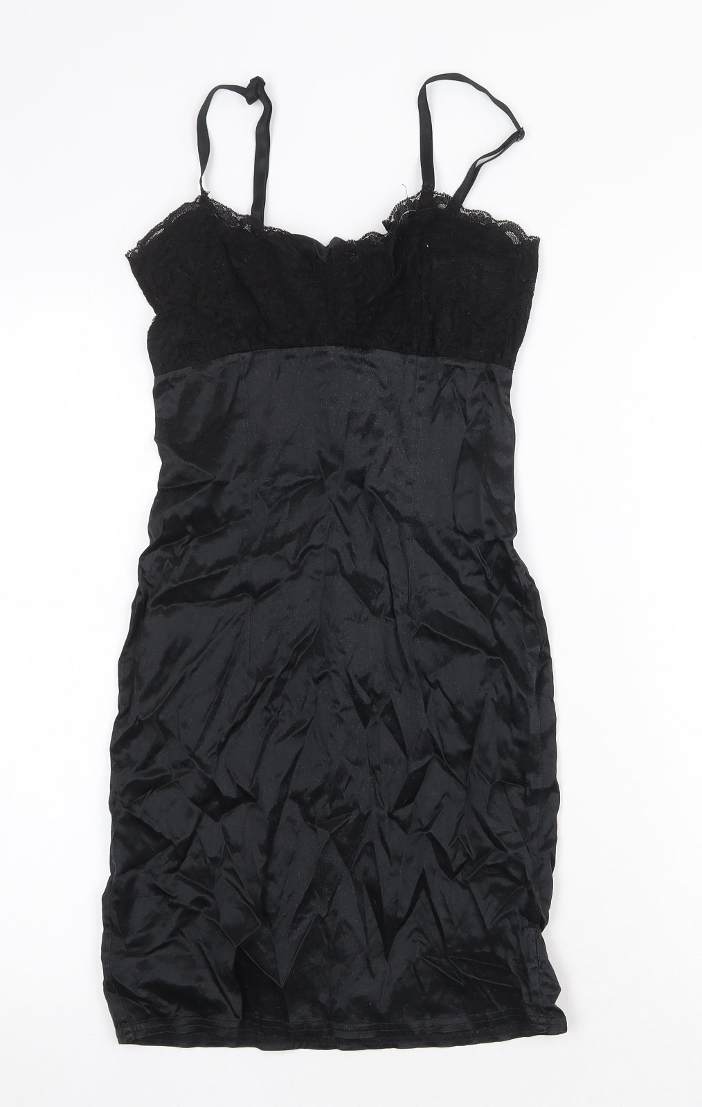 I.Q Trademark Womens Black Acetate Mini Size 8 Scoop Neck Zip