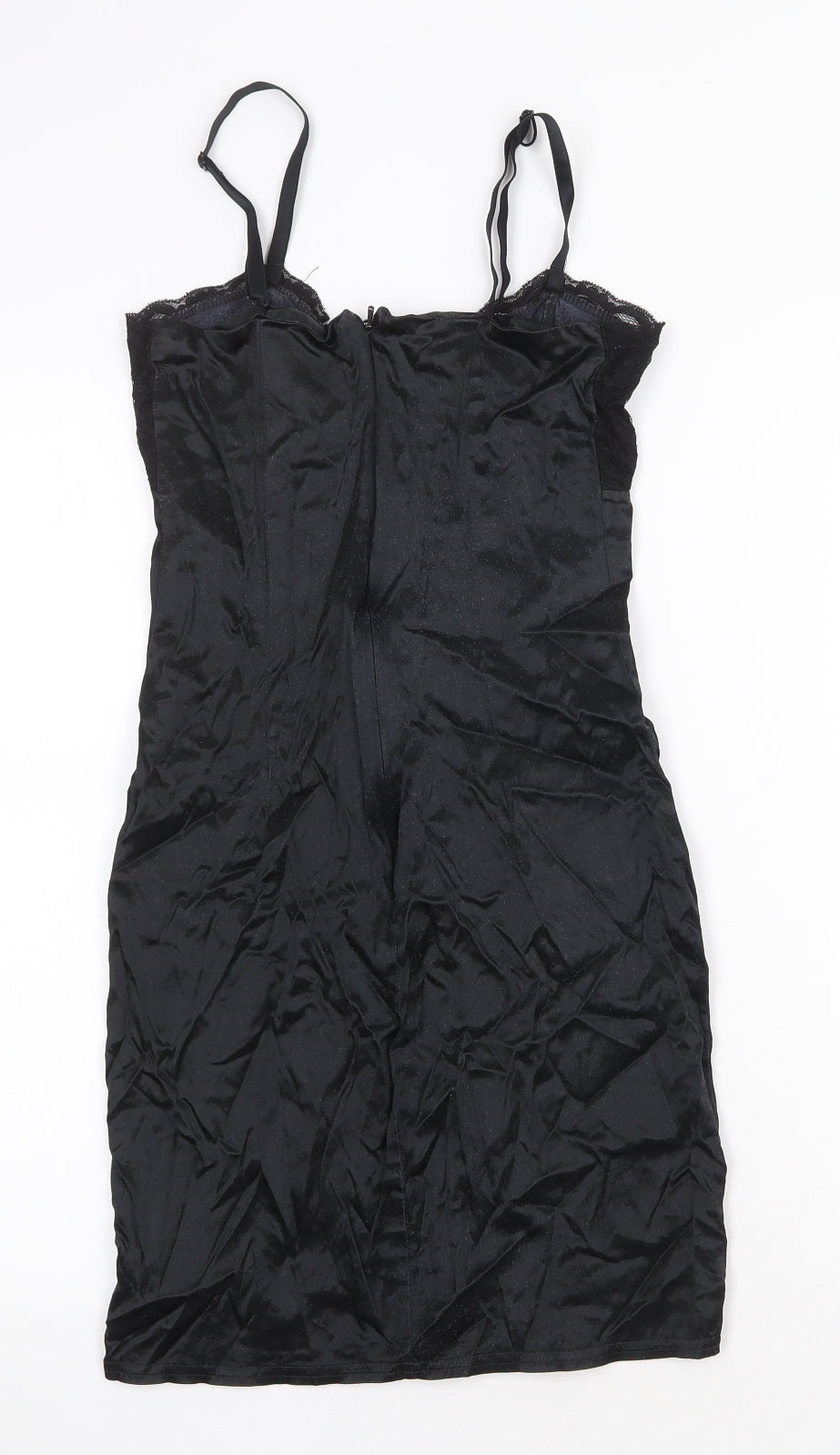 I.Q Trademark Womens Black Acetate Mini Size 8 Scoop Neck Zip