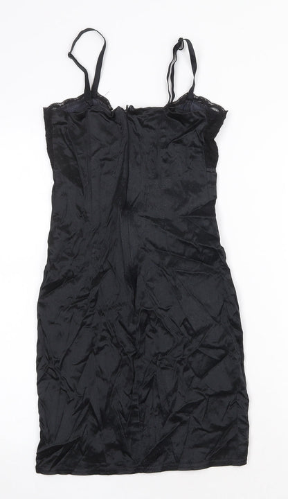 I.Q Trademark Womens Black Acetate Mini Size 8 Scoop Neck Zip