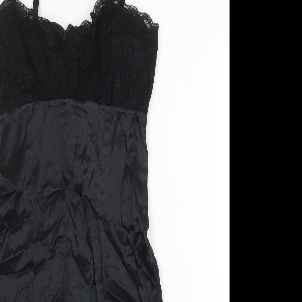 I.Q Trademark Womens Black Acetate Mini Size 8 Scoop Neck Zip
