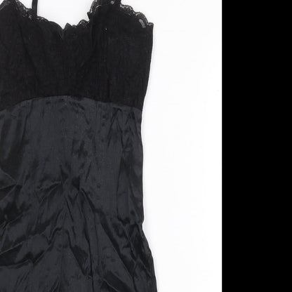 I.Q Trademark Womens Black Acetate Mini Size 8 Scoop Neck Zip