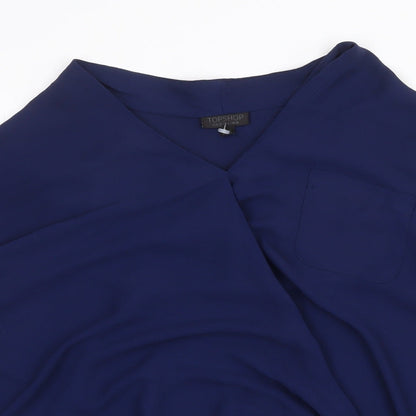 Womens UK Size 10 Topshop Blue Basic Blouse