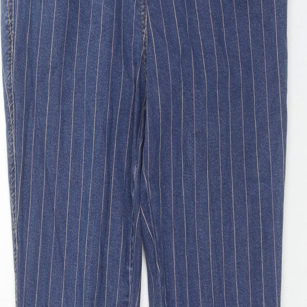 TU Womens Blue Striped Cotton Skinny Jeans Size 10 Regular Zip