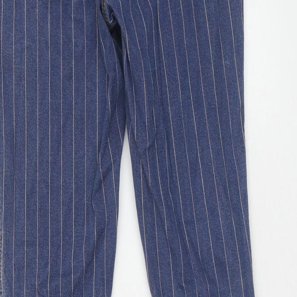 TU Womens Blue Striped Cotton Skinny Jeans Size 10 Regular Zip