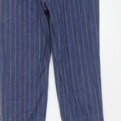 TU Womens Blue Striped Cotton Skinny Jeans Size 10 Regular Zip