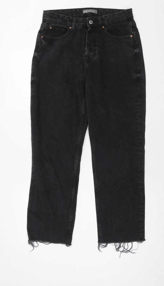 Denim & Co. Womens Black Cotton Straight Jeans Size 10 Regular Button