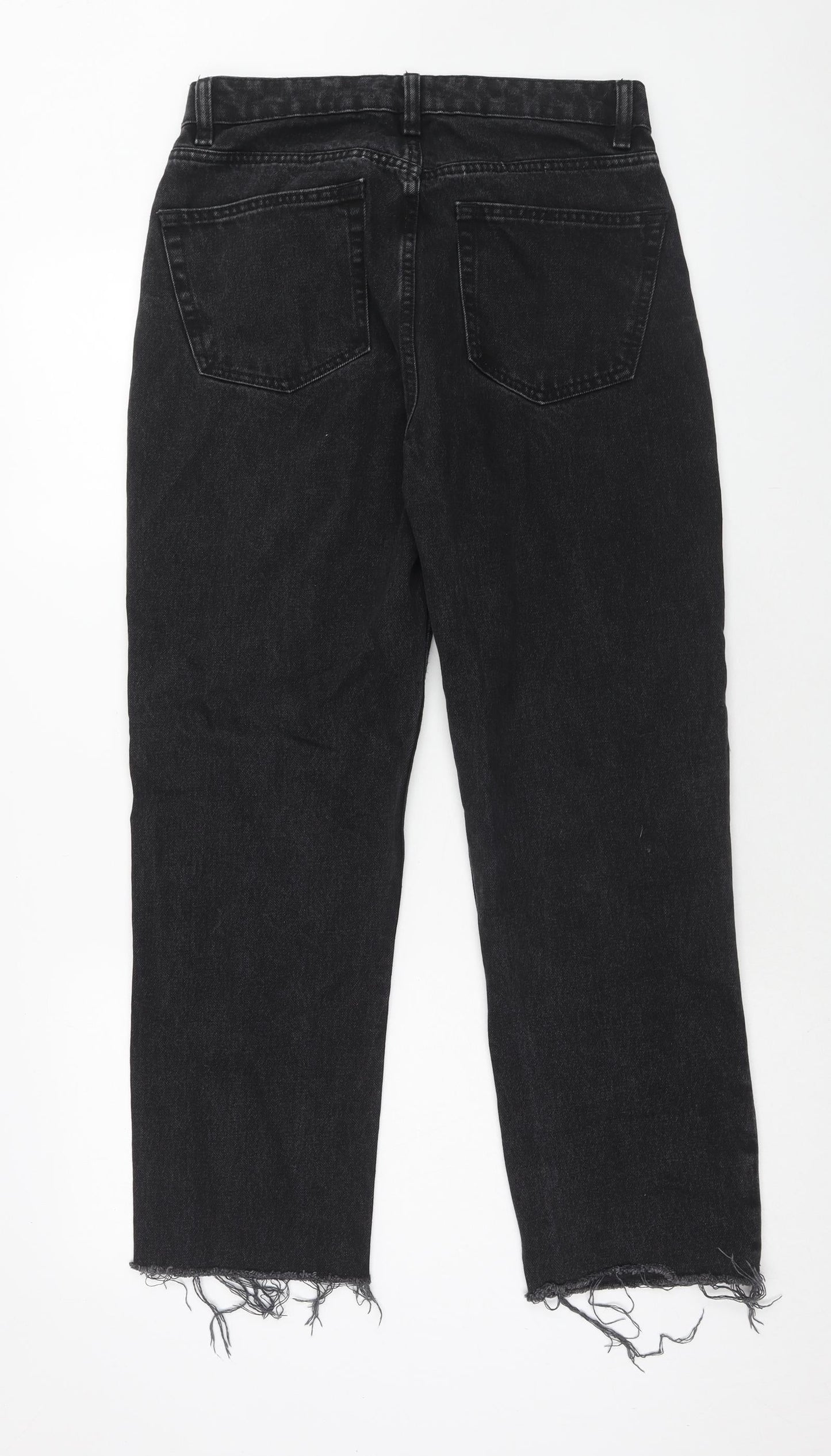 Denim & Co. Womens Black Cotton Straight Jeans Size 10 Regular Button
