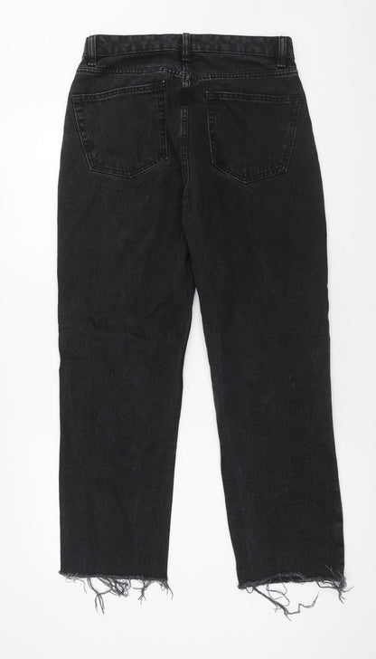 Denim & Co. Womens Black Cotton Straight Jeans Size 10 Regular Button