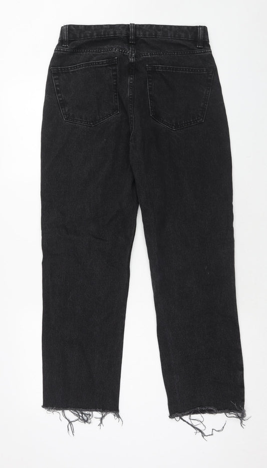 Denim & Co. Womens Black Cotton Straight Jeans Size 10 Regular Button