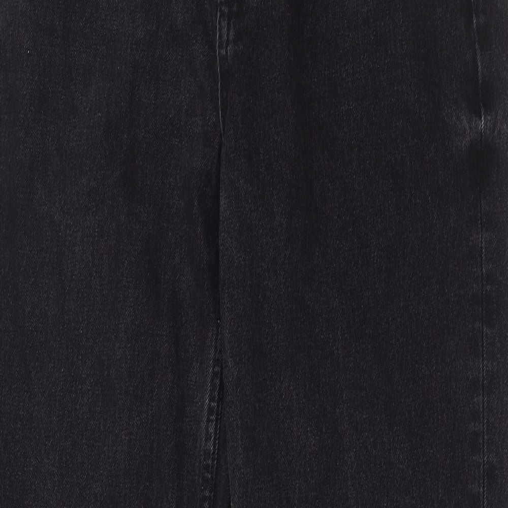 Denim & Co. Womens Black Cotton Straight Jeans Size 10 Regular Button