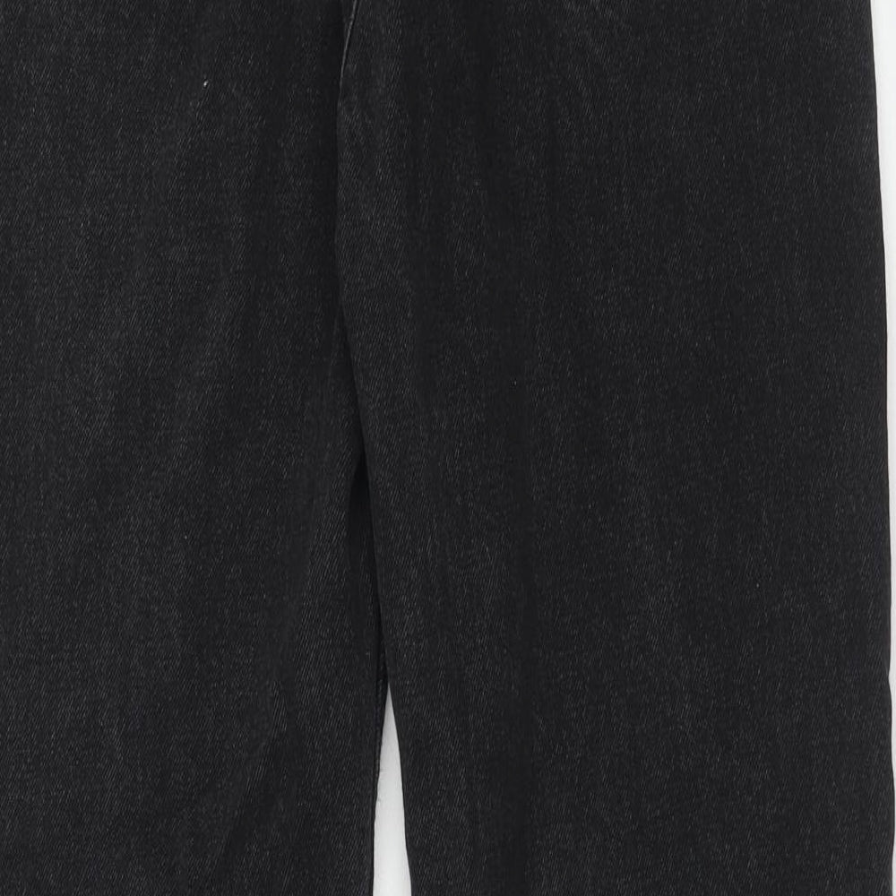 Denim & Co. Womens Black Cotton Straight Jeans Size 10 Regular Button