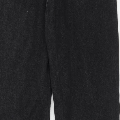 Denim & Co. Womens Black Cotton Straight Jeans Size 10 Regular Button
