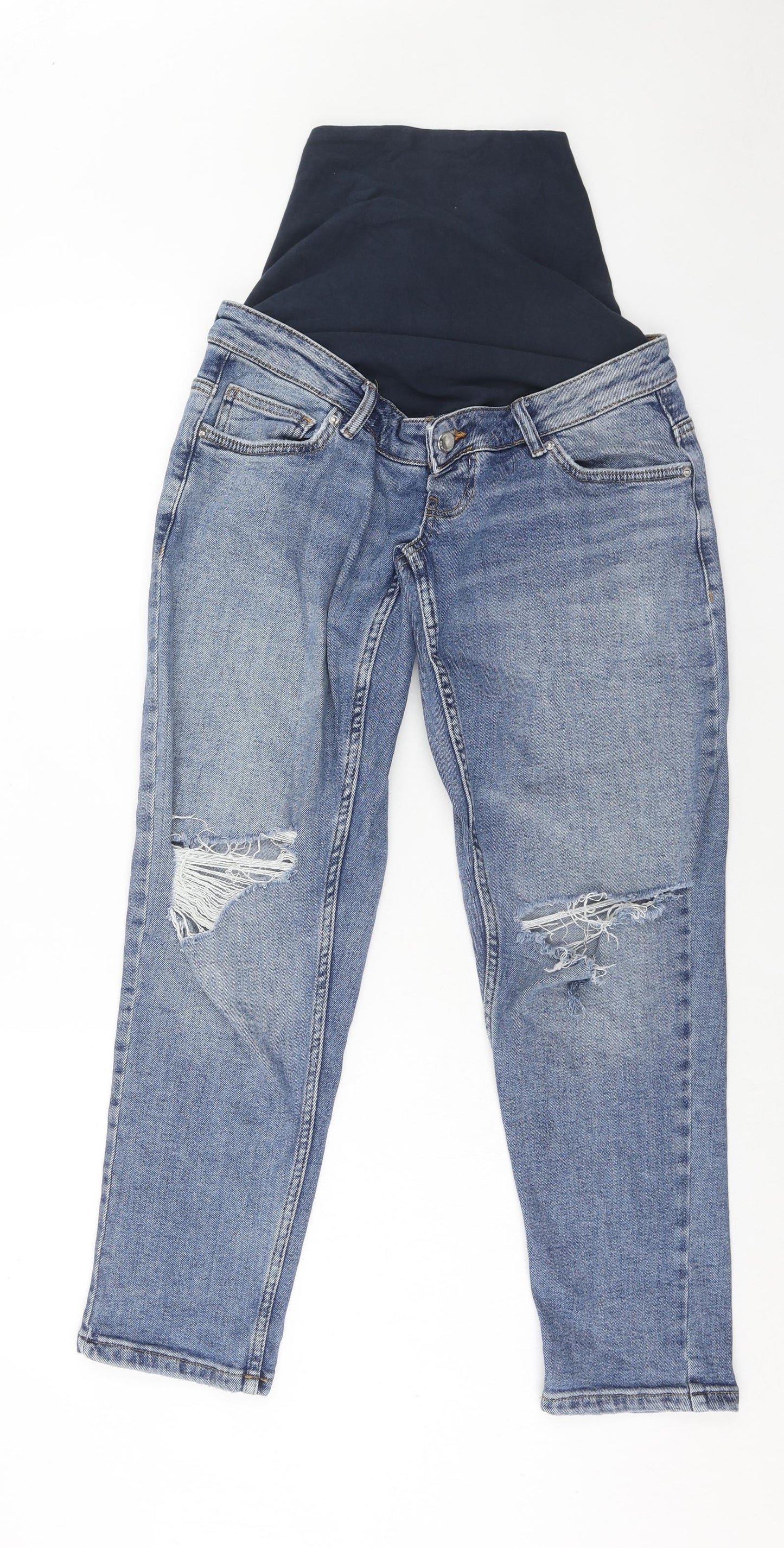 Denim & Co. Womens Blue Cotton Straight Jeans Size 10 Regular Button