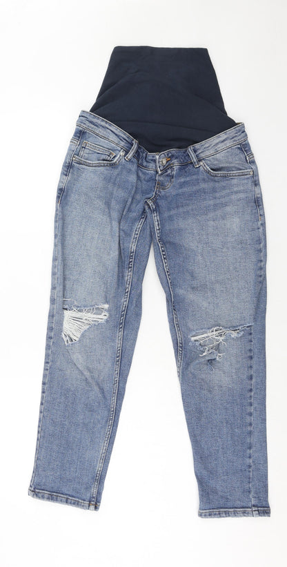 Denim & Co. Womens Blue Cotton Straight Jeans Size 10 Regular Button