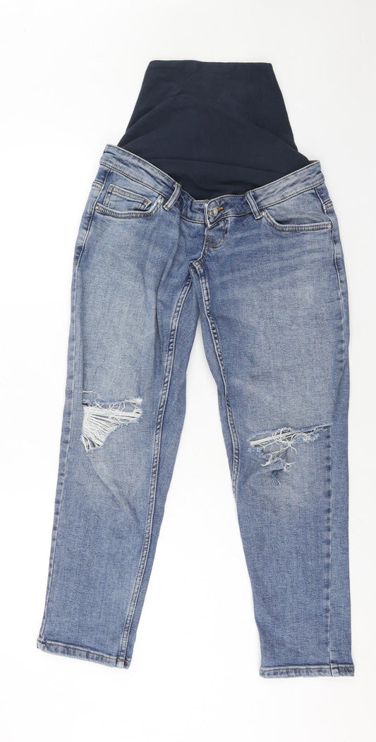 Denim & Co. Womens Blue Cotton Straight Jeans Size 10 Regular Button