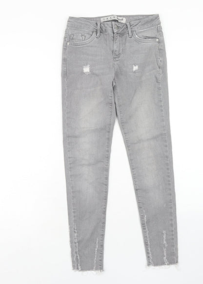 Denim & Co. Womens Grey Cotton Skinny Jeans Size 4 Regular Zip