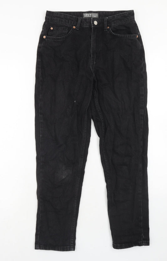 Denim & Co. Womens Black Cotton Straight Jeans Size 10 Regular Zip