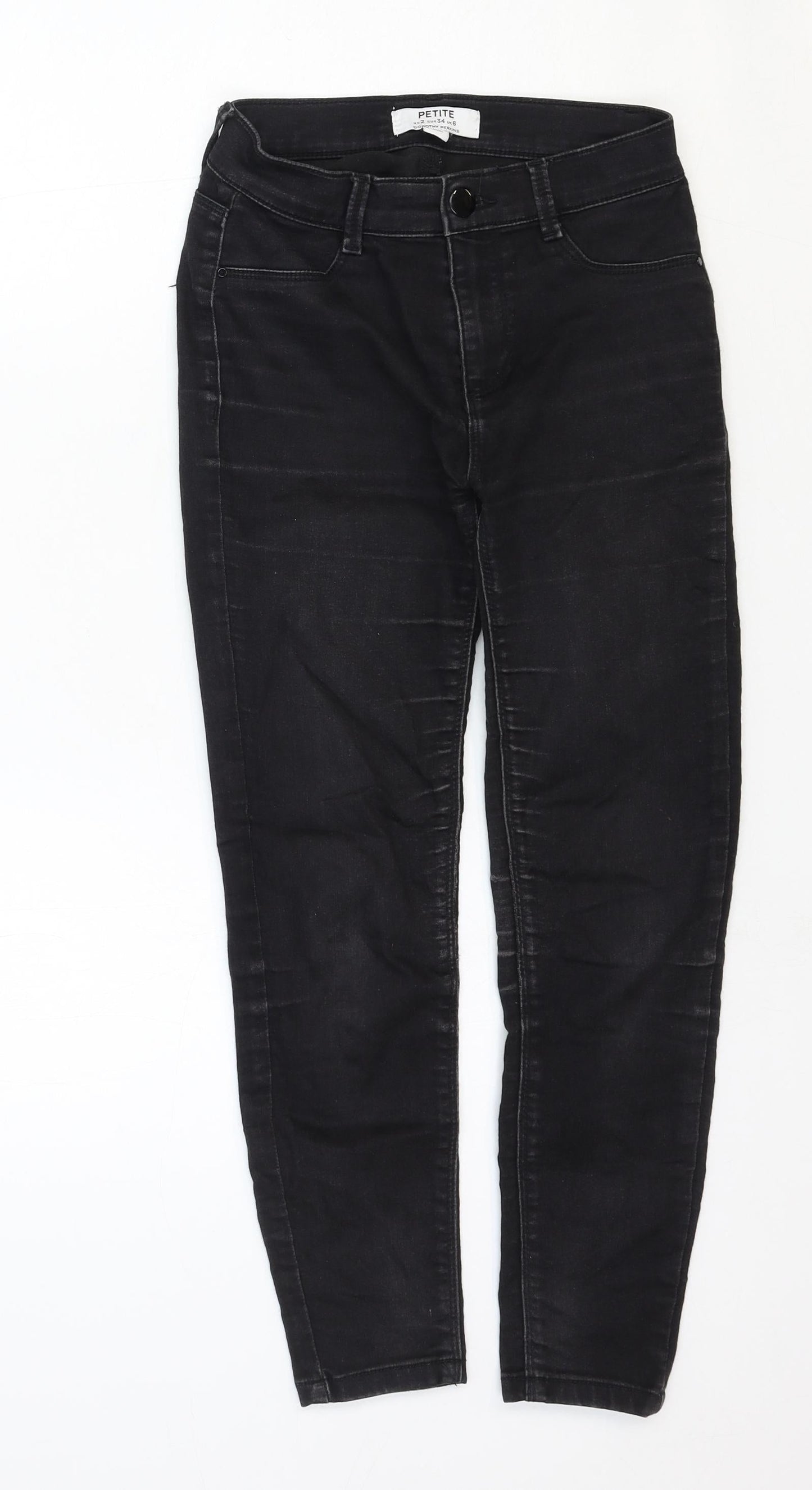 Dorothy Perkins Womens Black Cotton Skinny Jeans Size 6 Regular Zip