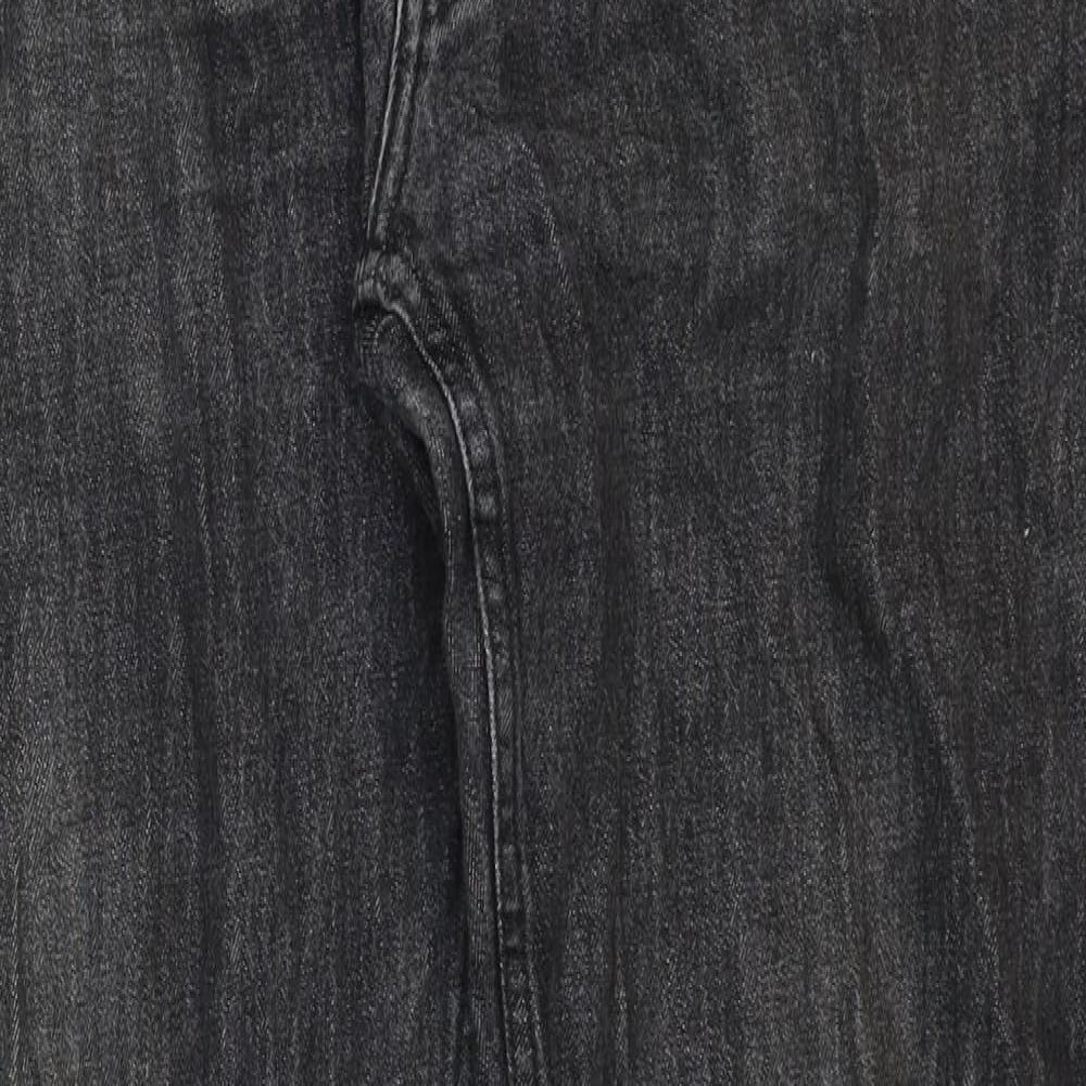 Authentic Mens Grey Cotton Straight Jeans Size 34 in Regular Zip